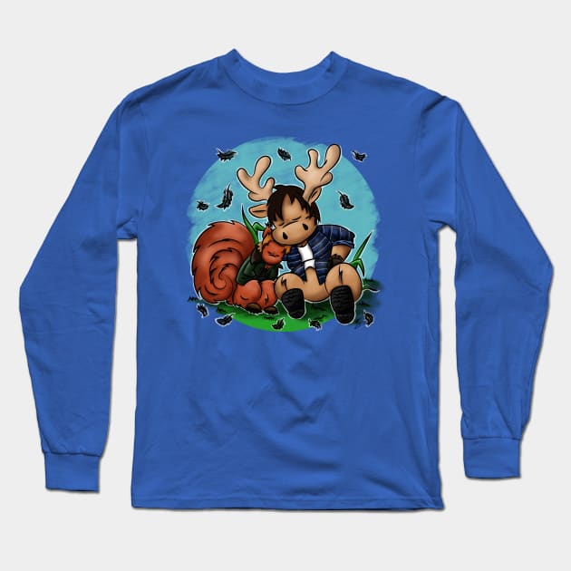 Moose and Squirrel Long Sleeve T-Shirt by TheIllustratedAuthor